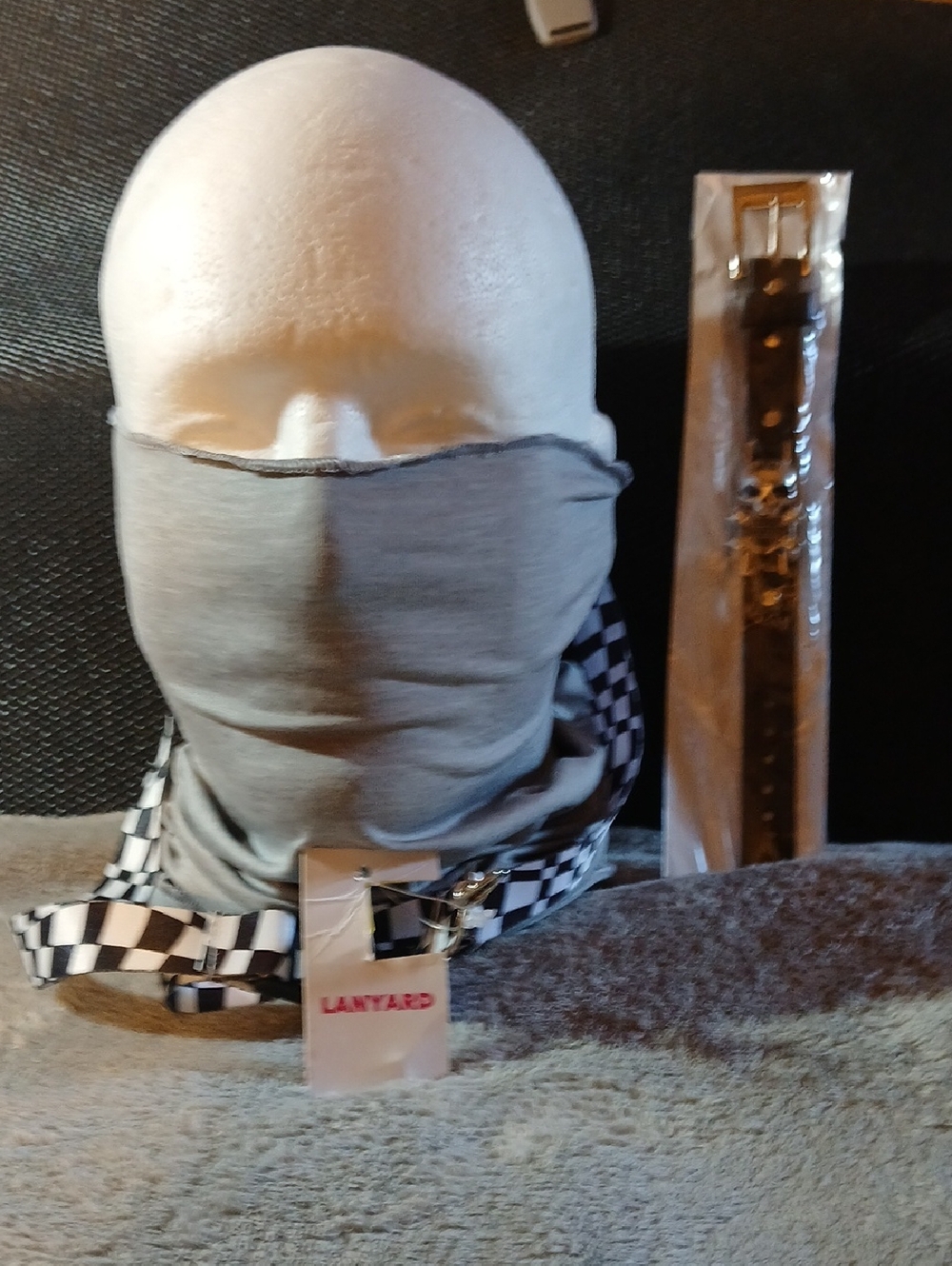 NWT Harley Davidson Bracelet, Gray Gaiter with Black & White Check Lanyard